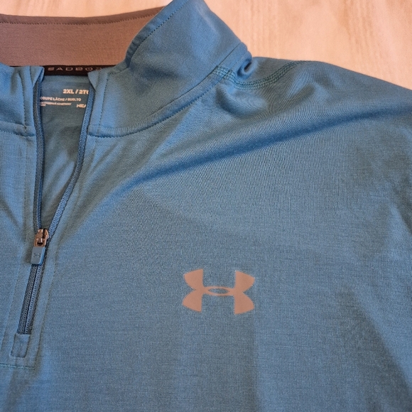 Under Armour men's 2XL teal long sleeve lightweight heatgear shirt EUC - Picture 3 of 7